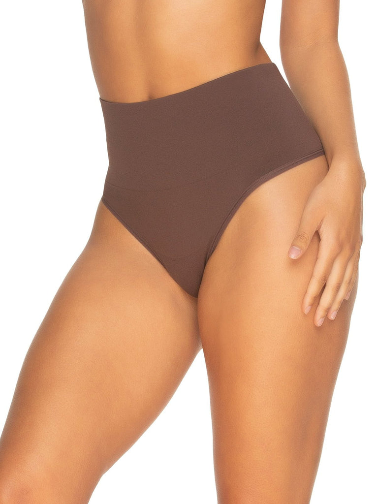 Buy Black/Neutral Thong Tummy Control Shaping Ribbed Knickers 2