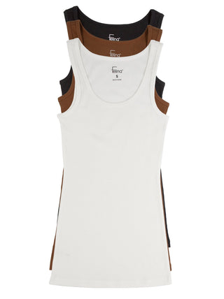 Felina Womens Cotton Ribbed Tank Top 3-Pack