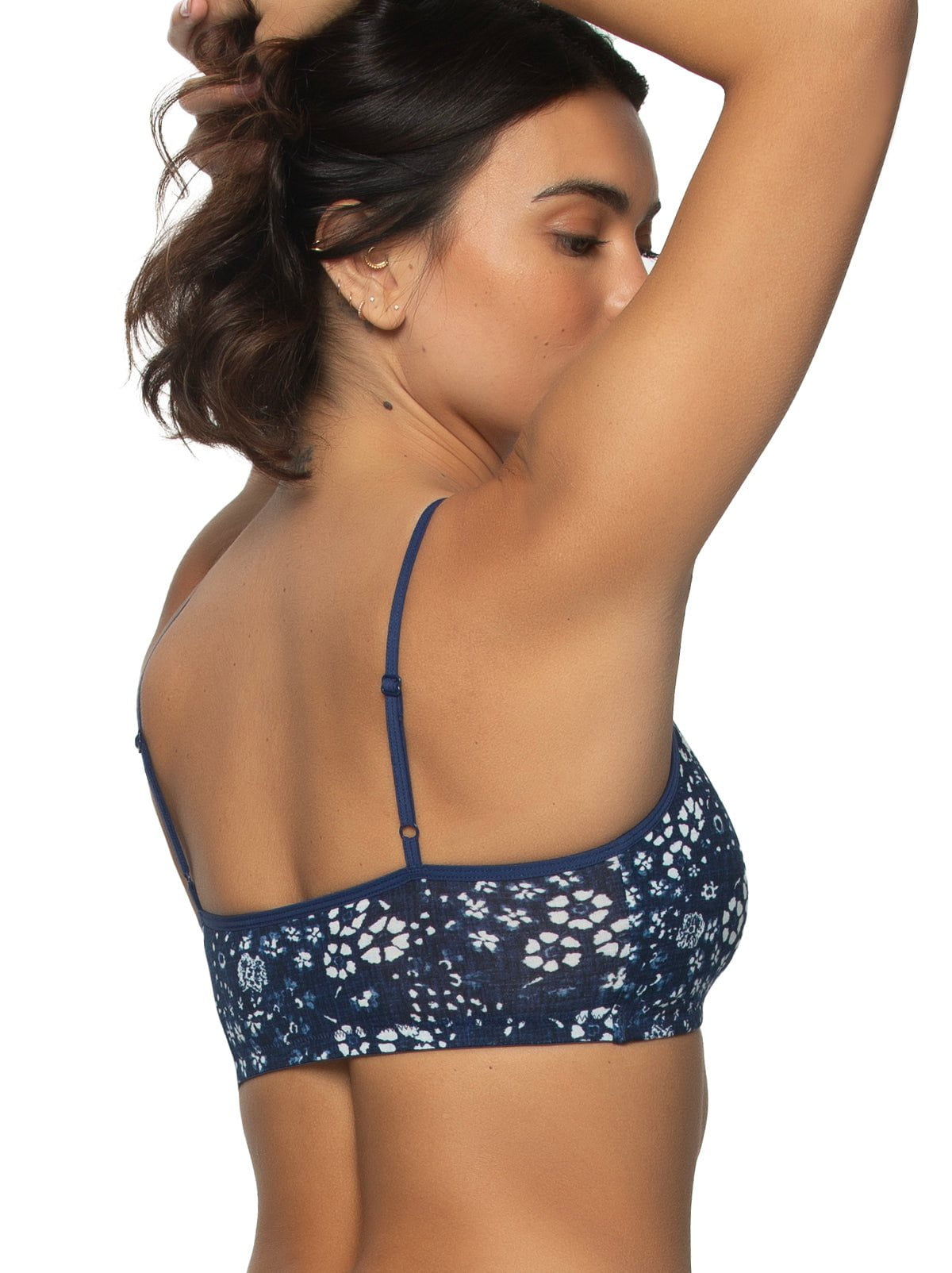 Women's Lace Triangle Bralette (Small/Medium, Navy) at  Women's  Clothing store