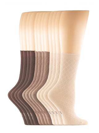 Texture Mesh Roll Up Top Crew Socks 6-Pack