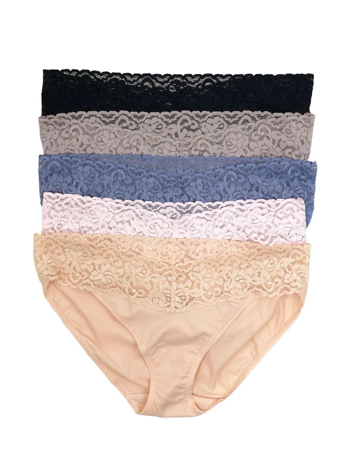 Signature Stretch Lace Low Rise Hipster 5-Pack, Felina