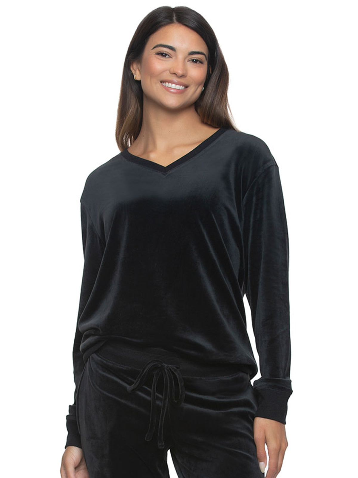 Felina Womens Plush Comfort Pajama Set (Black, X-Large)