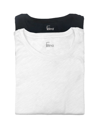 Slub Jersey Crew Neck Tee - Black White