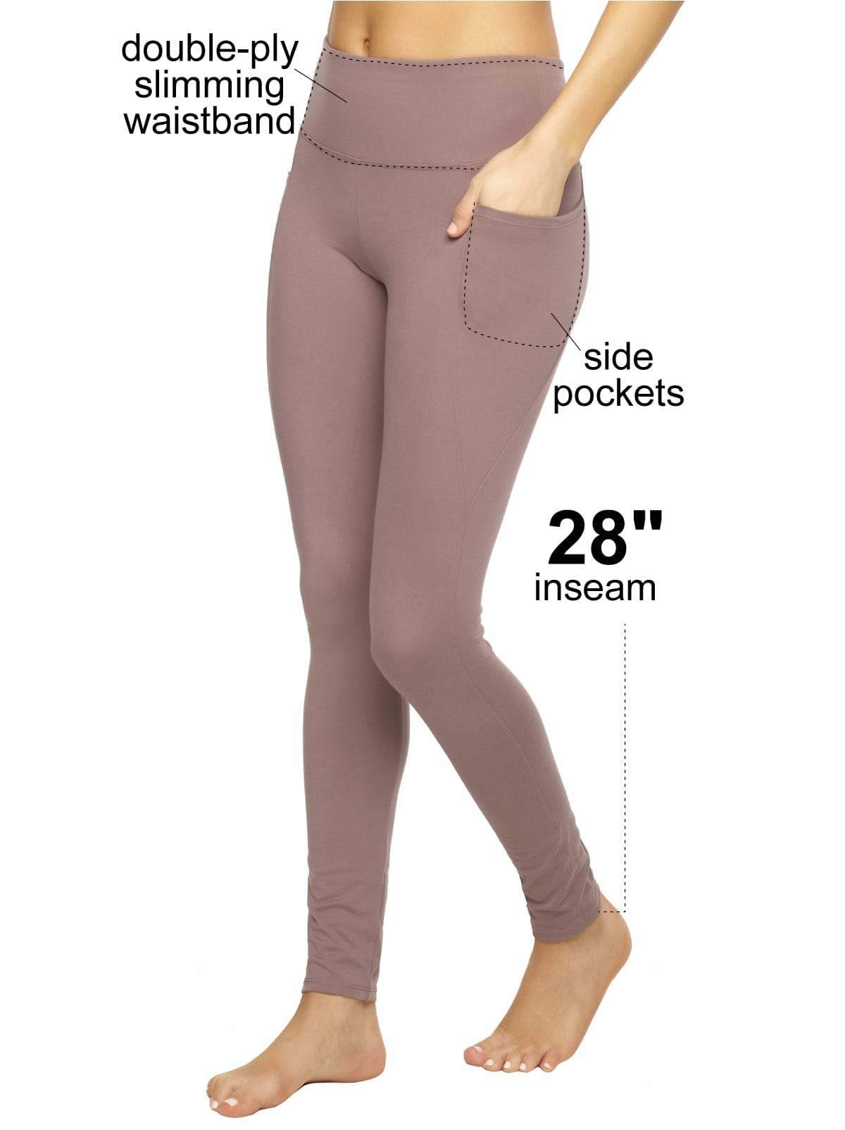 Felina Women's Athletic Pocket Legging 2 Pack (blush Crush Sparrow