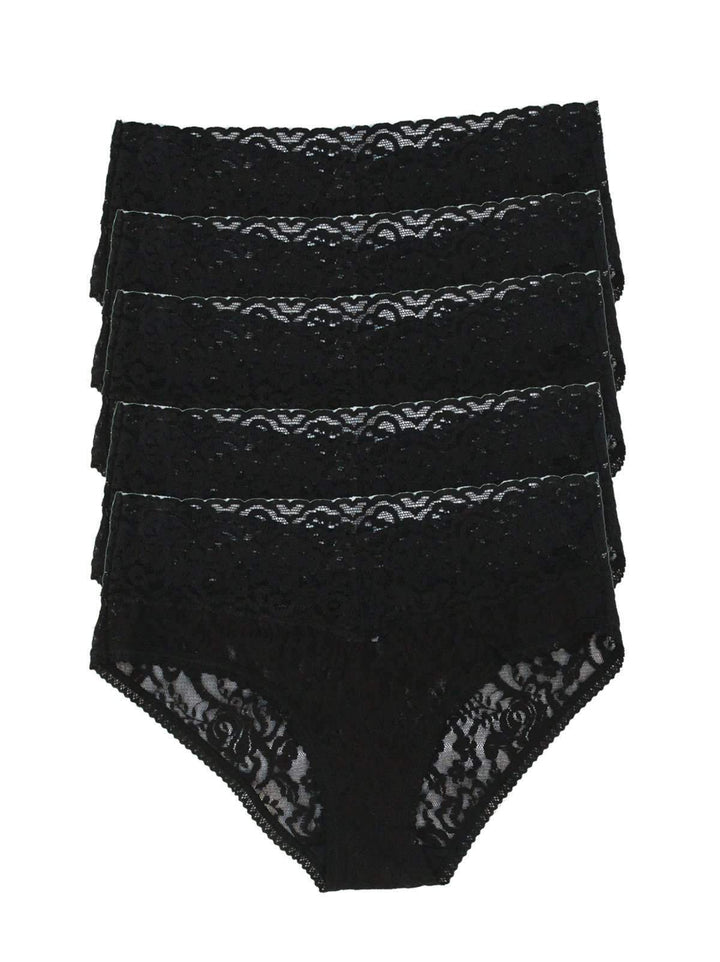 5-pack Lace Thong Briefs - Black - Ladies